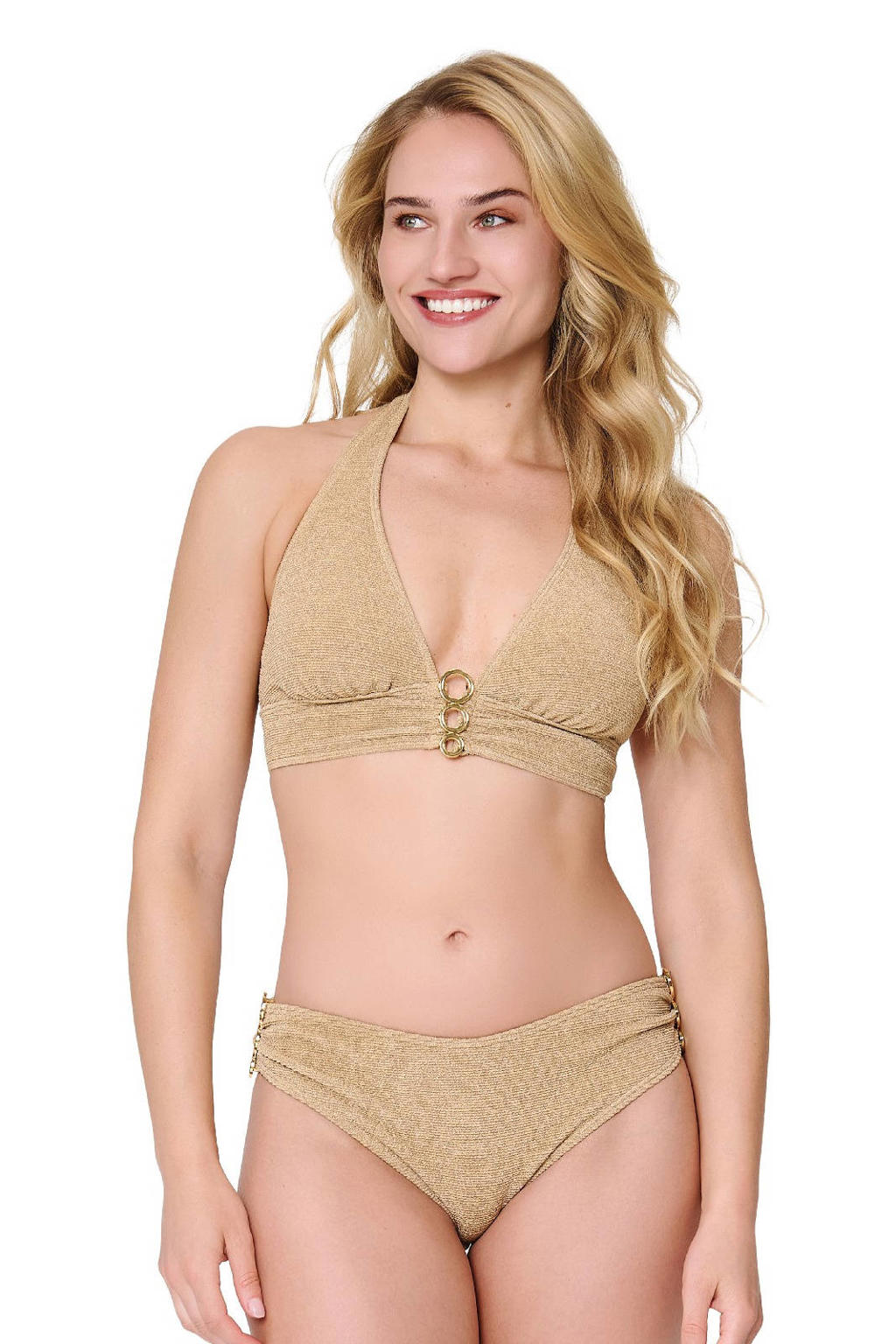 LingaDore voorgevormde halter bikini set met textuur goud