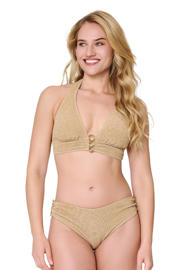 thumbnail: LingaDore voorgevormde halter bikini set met textuur goud