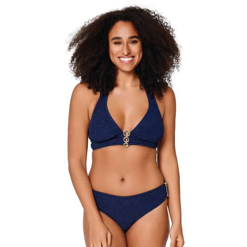 LingaDore voorgevormde halter bikini met textuur donkerblauw afbeelding