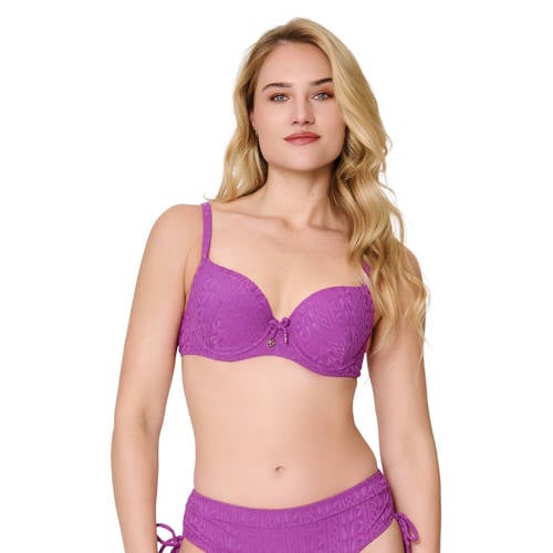 LingaDore voorgevormde beugel bikinitop met textuur paars afbeelding