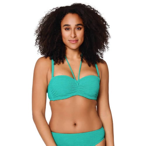 LingaDore voorgevormde bandeau bikinitop met textuur groen afbeelding