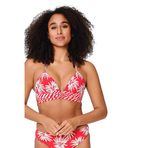 LingaDore voorgevormde triangel bikinitop rood/wit afbeelding