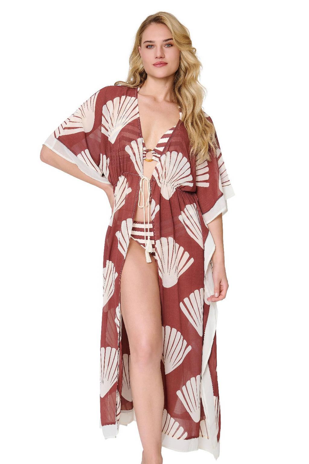 LingaDore strandtuniek bruin/wit