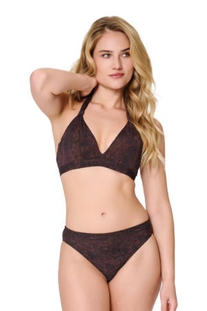 voorgevormde halter bikini set bruin