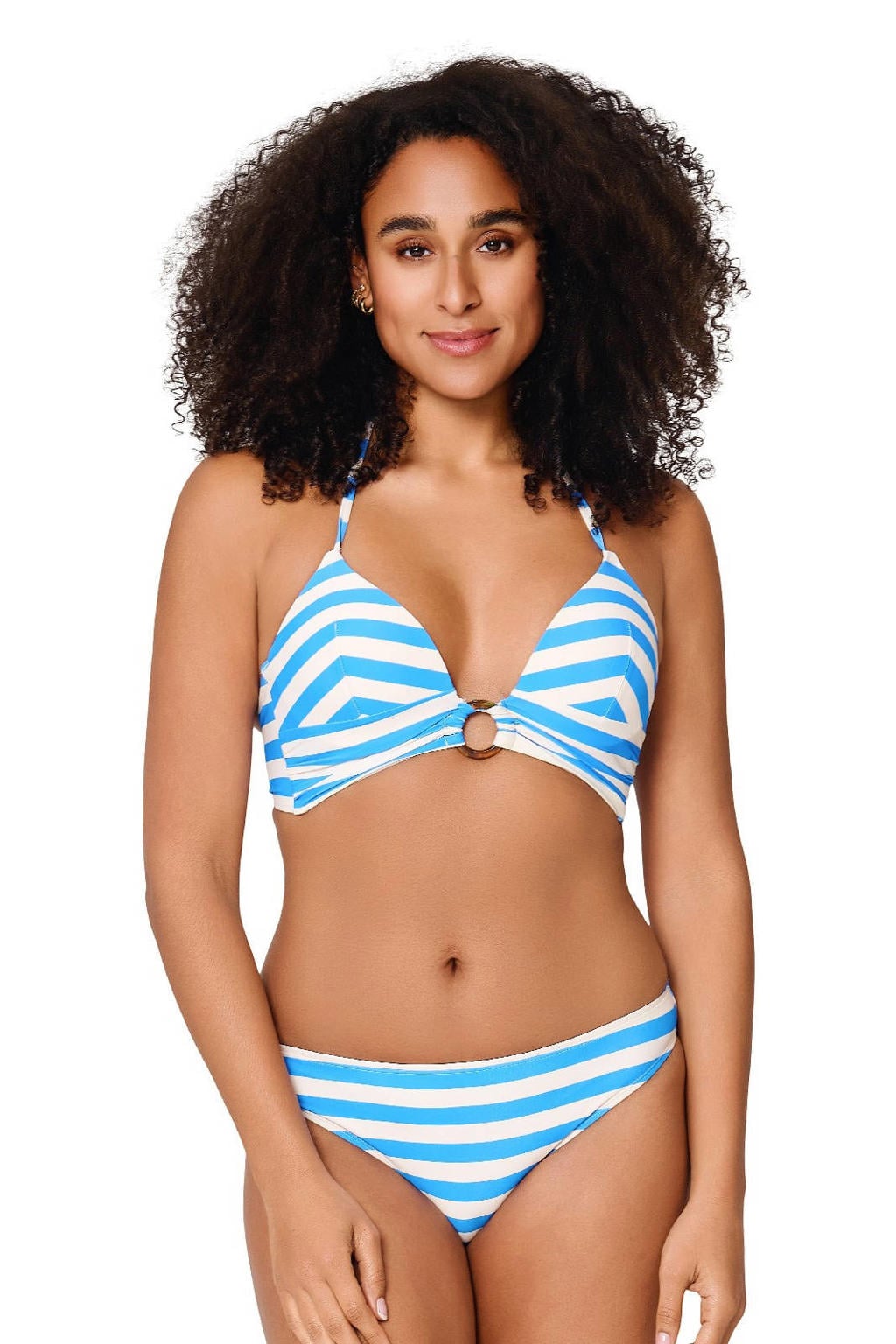 LingaDore voorgevormde triangel bikini set lichtblauw/wit
