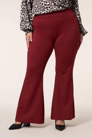 flared high waist flared broek donkerrood