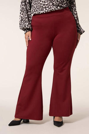 flared high waist flared broek donkerrood