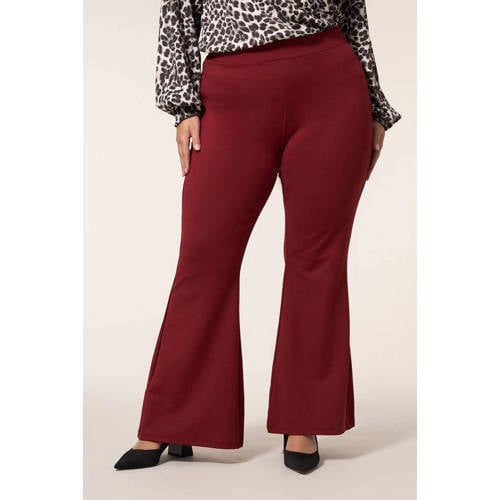 Miss Etam Plus flared high waist flared broek donkerrood afbeelding