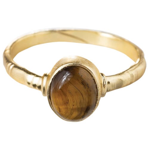 A Beautiful Story gold plated ring Certain Tiger Eye afbeelding