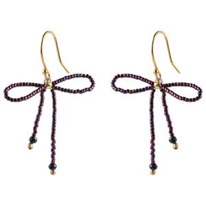 gold plated oorbellen Bow Black Onyx Red