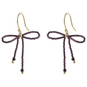 gold plated oorbellen Bow Black Onyx Red