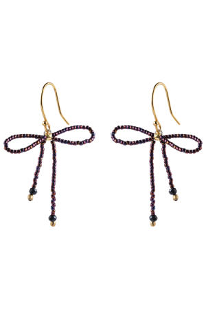 gold plated oorbellen Bow Black Onyx Red