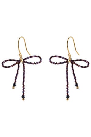 gold plated oorbellen Bow Black Onyx Red