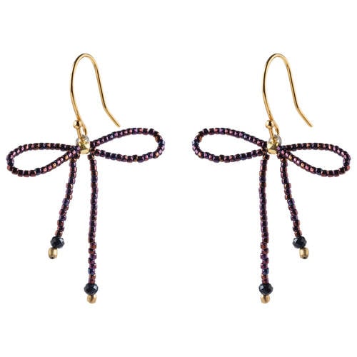 A Beautiful Story gold plated oorbellen Bow Black Onyx Red afbeelding