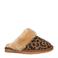 Warmbat Australia suède pantoffels met panterprint cognac/zwart
