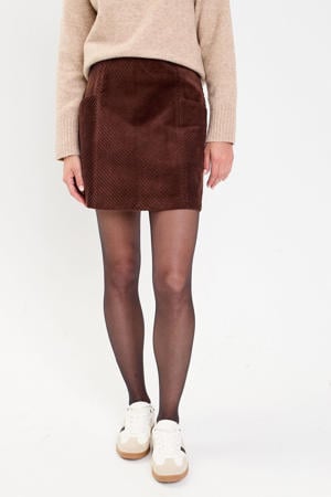 corduroy mini rok donkerbruin