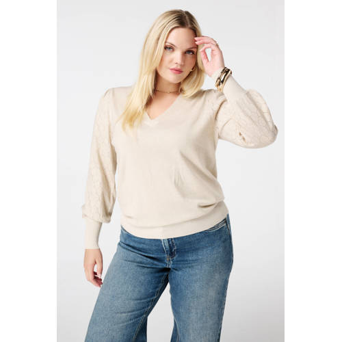 MS Mode pullover ecru met lurex afbeelding