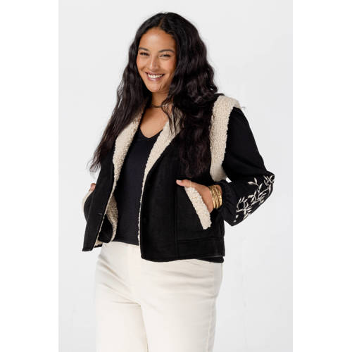 MS Mode suede gilet zwart afbeelding