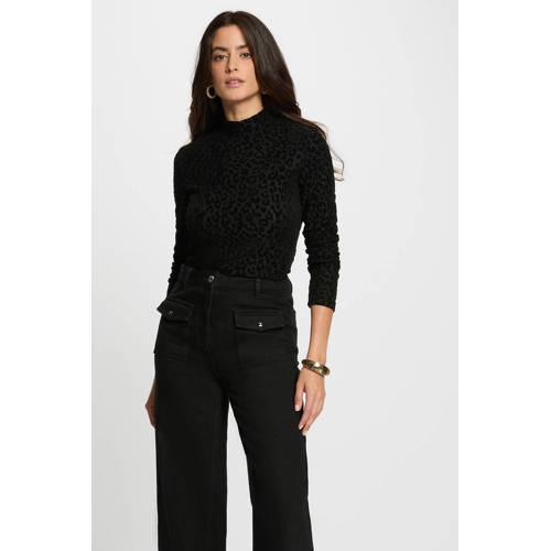 Morgan top met panterprint zwart afbeelding