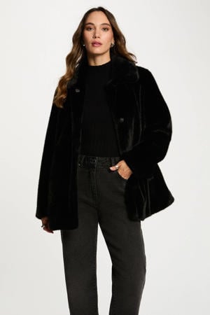 faux fur jas zwart