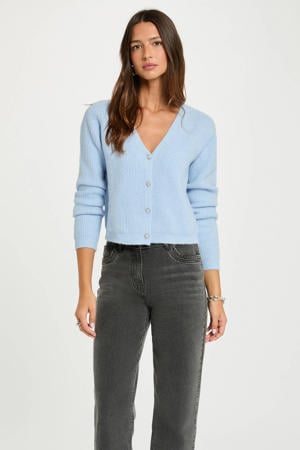 vest rib gebreid lichtblauw