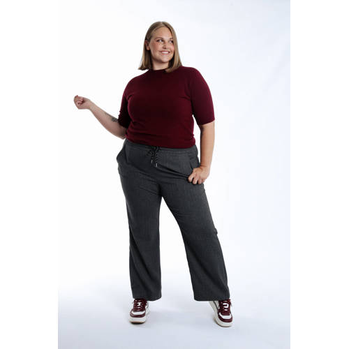 Paprika wide leg regular waist broek grijs afbeelding