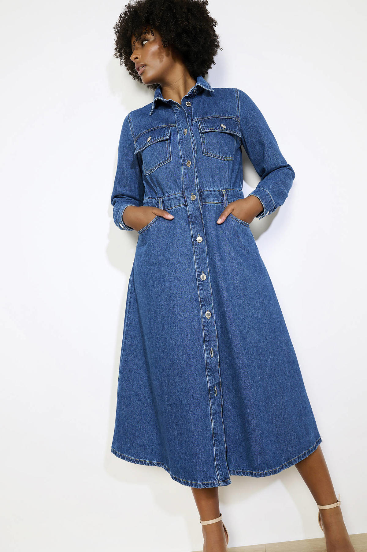 ONLY Tall ONLTRUDY BELT DRESS - Spijkerjurk - medium blue denim/blauw denim/ bluedenim