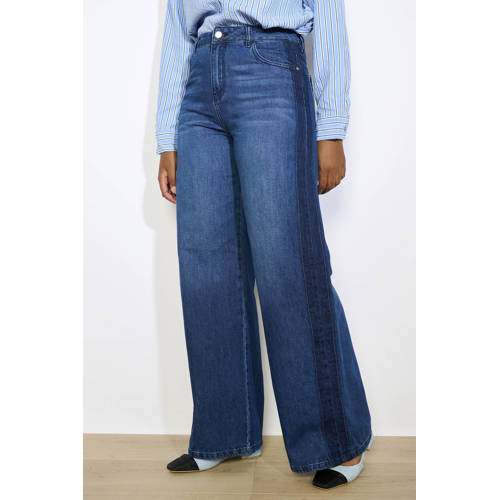 LOLALIZA high waist wide leg jeans dark blue denim afbeelding