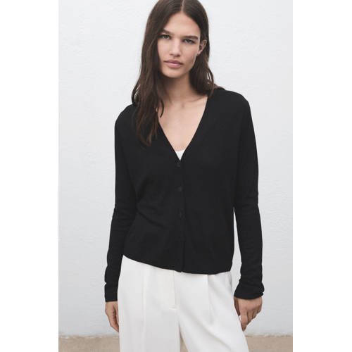 Mango gebreid vest zwart afbeelding