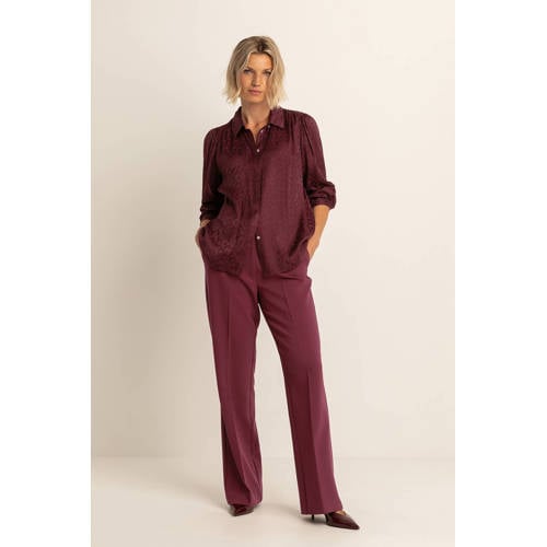 Expresso flared high waist pantalon donkerrood afbeelding