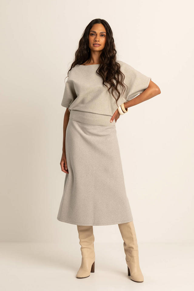 Bbonlinedress Dames zomer casual A-lijn midi-rok elastische hoge taille vintage uitlopende rok, Zwart, XL