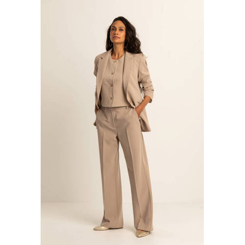 Expresso flared high waist pantalon beige afbeelding