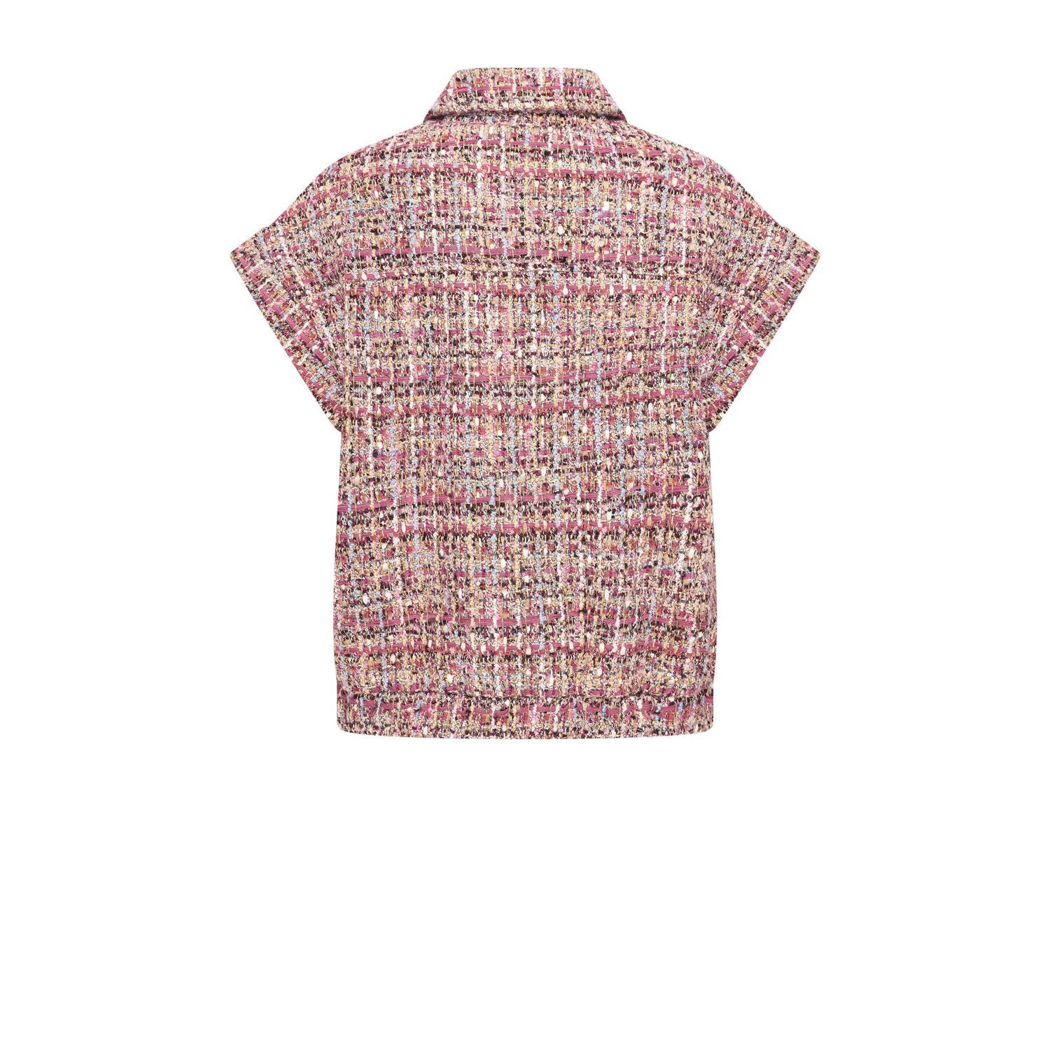 Expresso bouclé gilet donkerrood