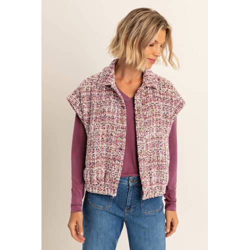 Expresso bouclé gilet donkerrood afbeelding
