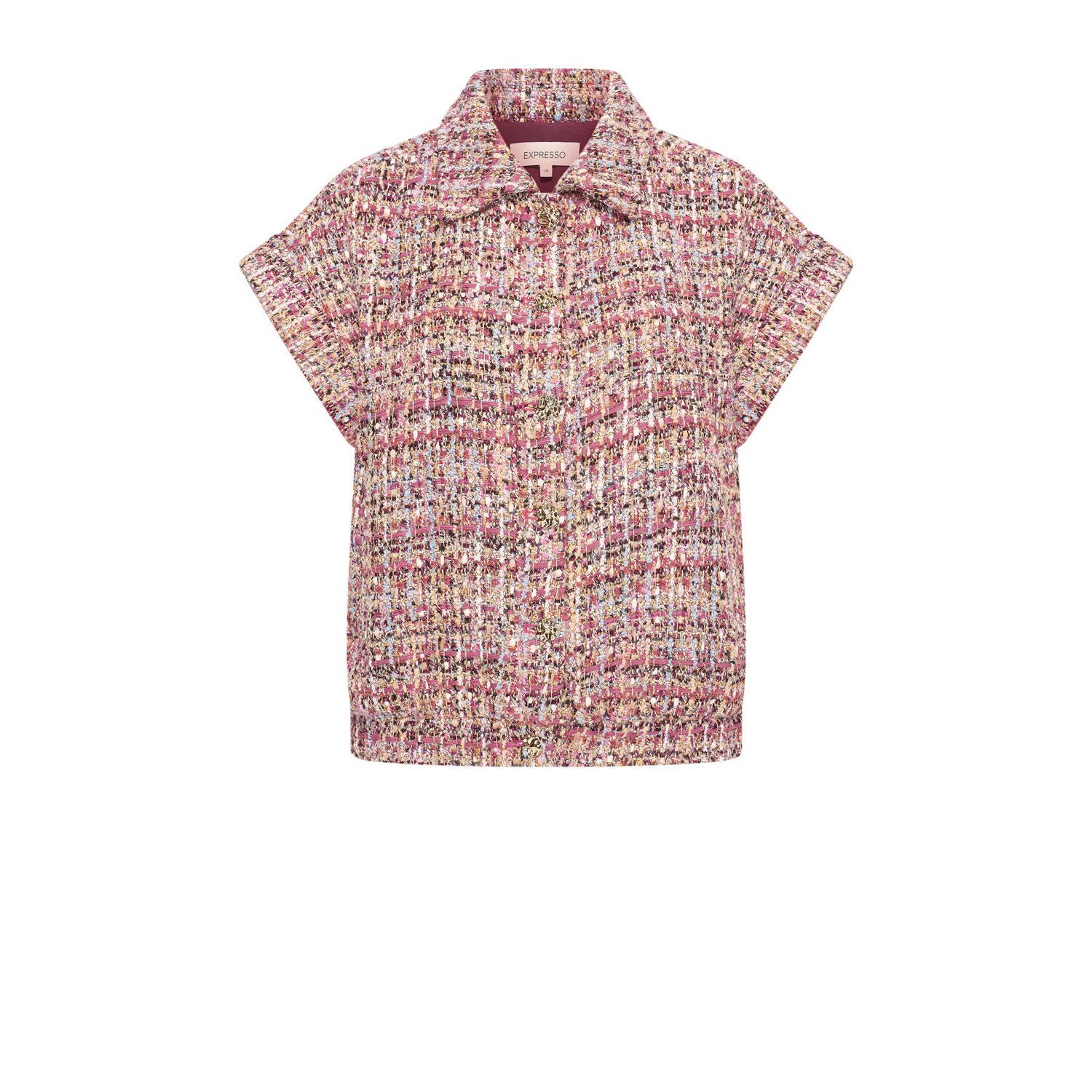 Expresso bouclé gilet donkerrood