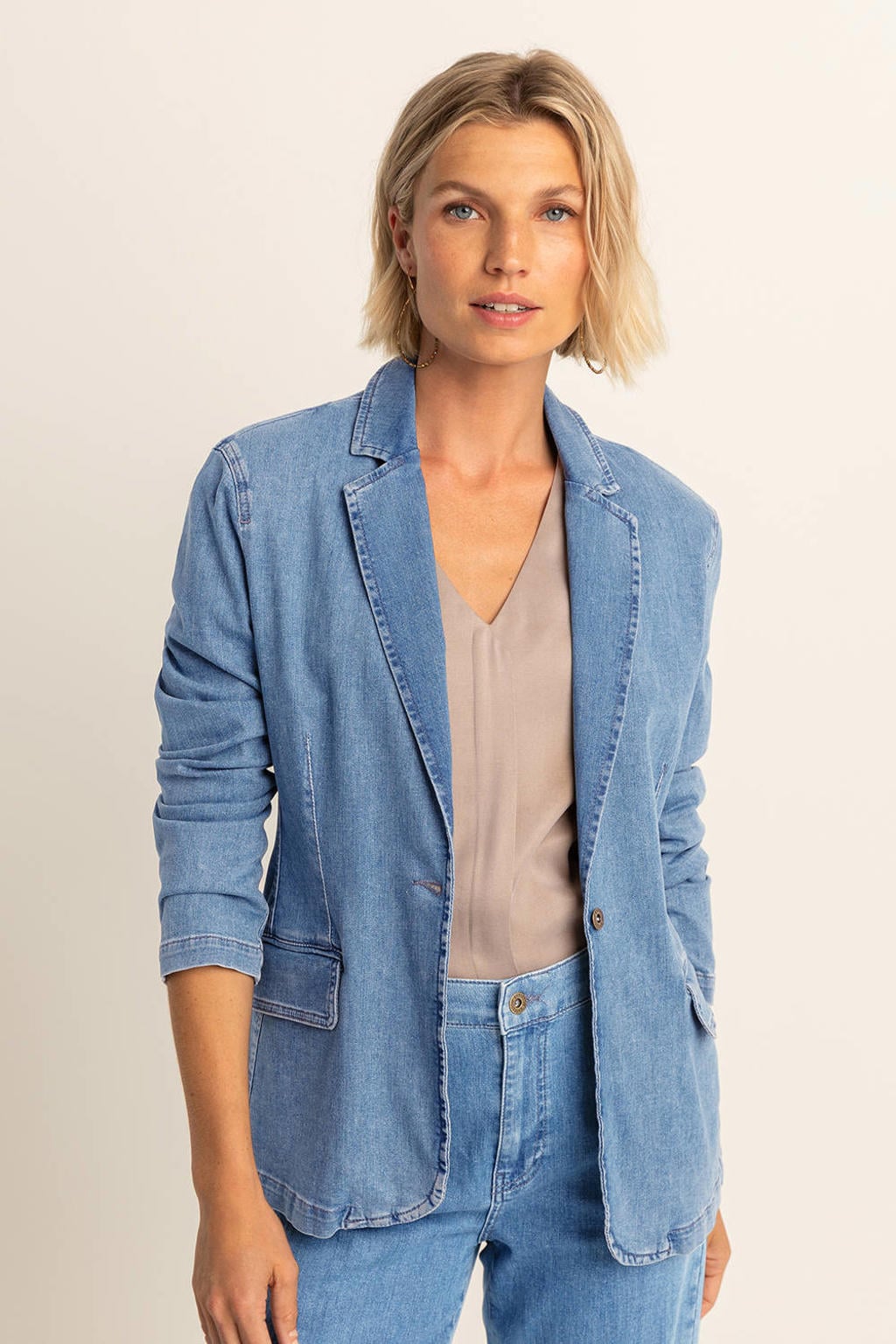 Blazer Femme Longues Manches Coupe Droite Trendyol – Élégant & Confort, Polyester Élasthanne, Style Décontracté Chic