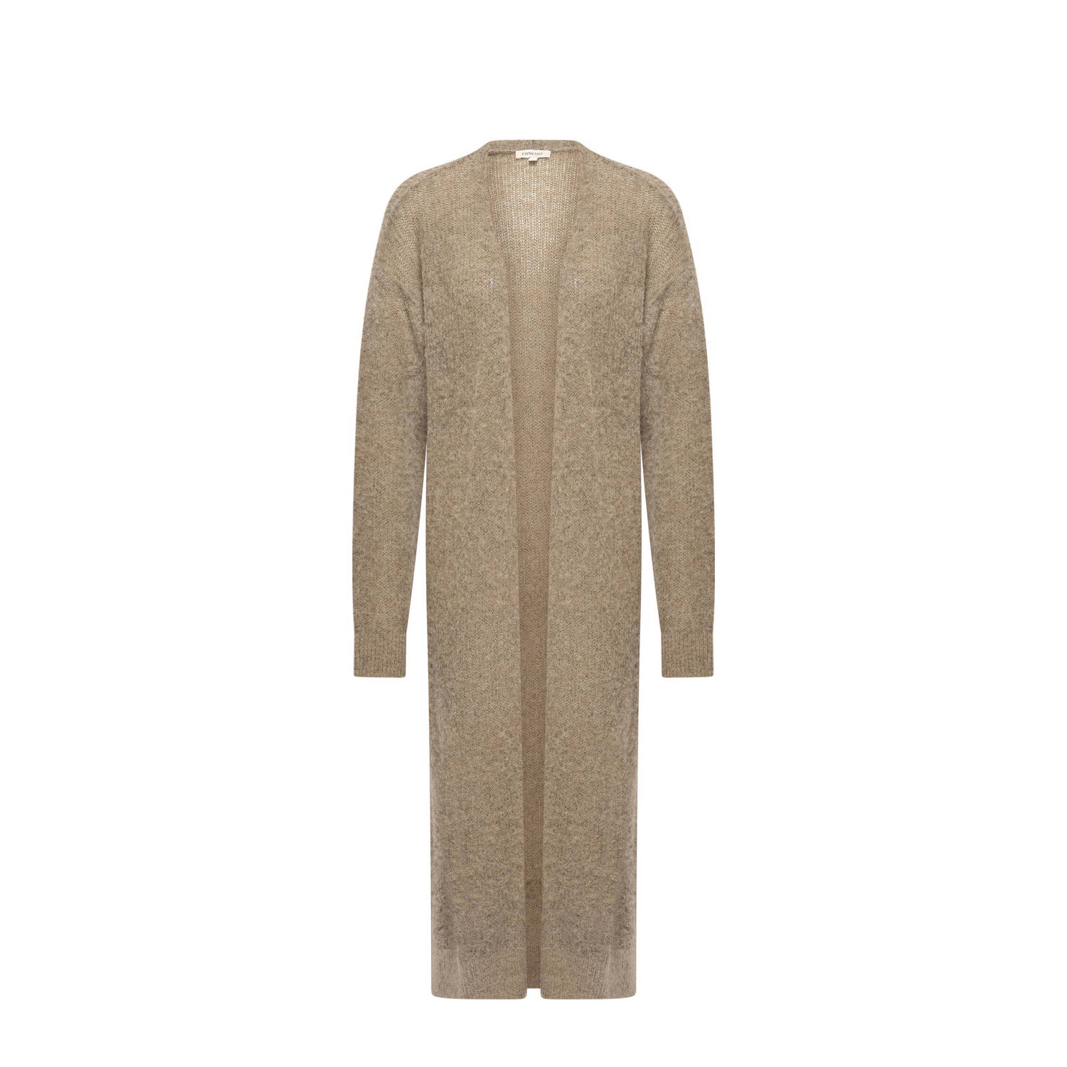 Expresso lang vest met wol taupe gebreid