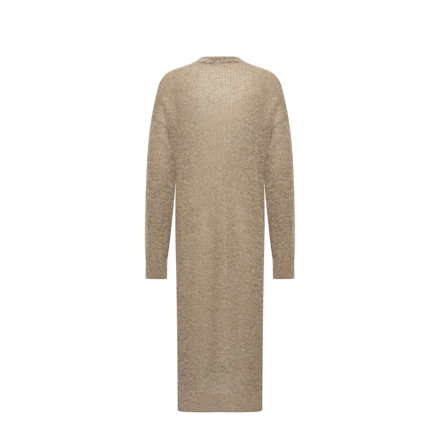 Expresso lang vest met wol taupe gebreid