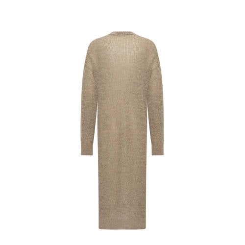 Expresso lang vest met wol taupe gebreid afbeelding