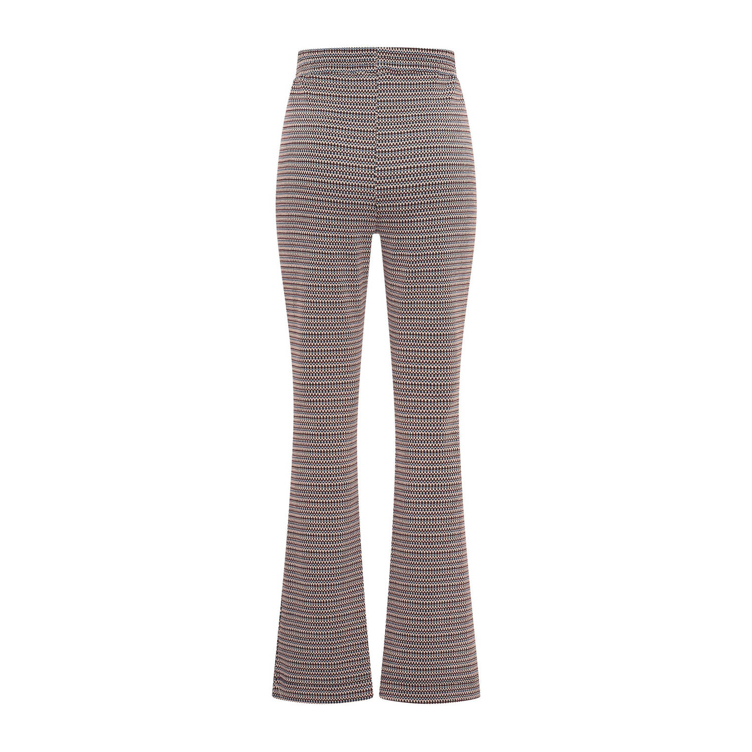 Expresso flared high waist flared broek taupe gebreid