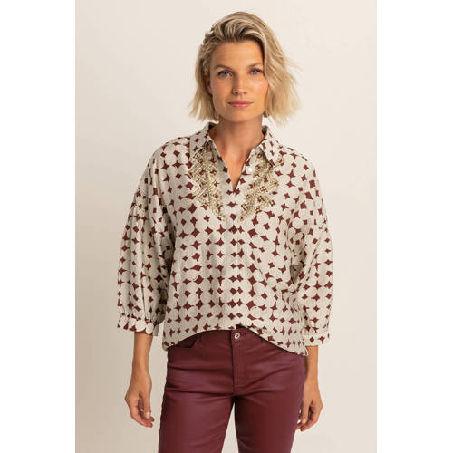 Expresso blouse ecru met pailletten afbeelding