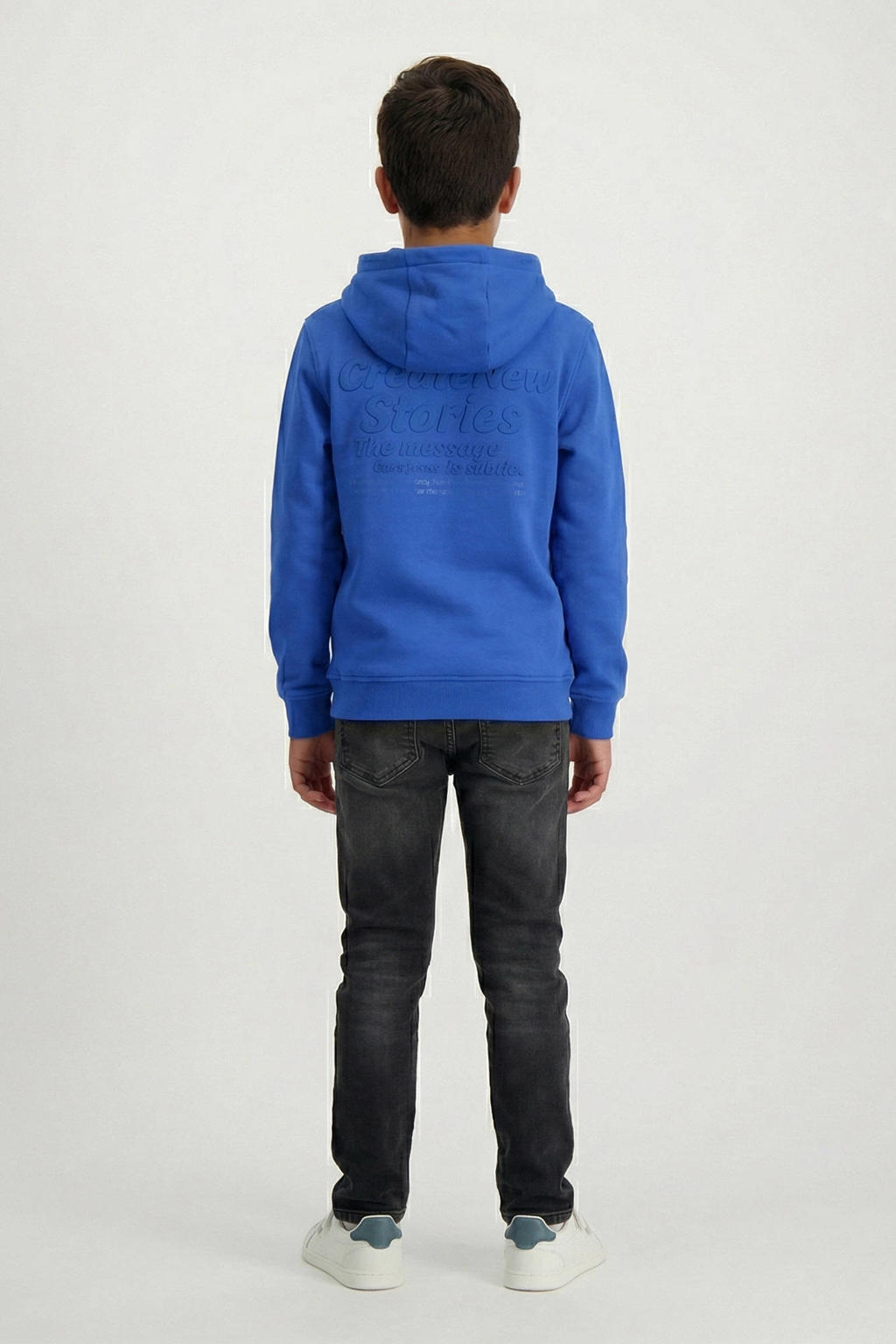 Blauwe jongens Cars hoodie van sweat materiaal met backprint, lange mouwen en capuchon
