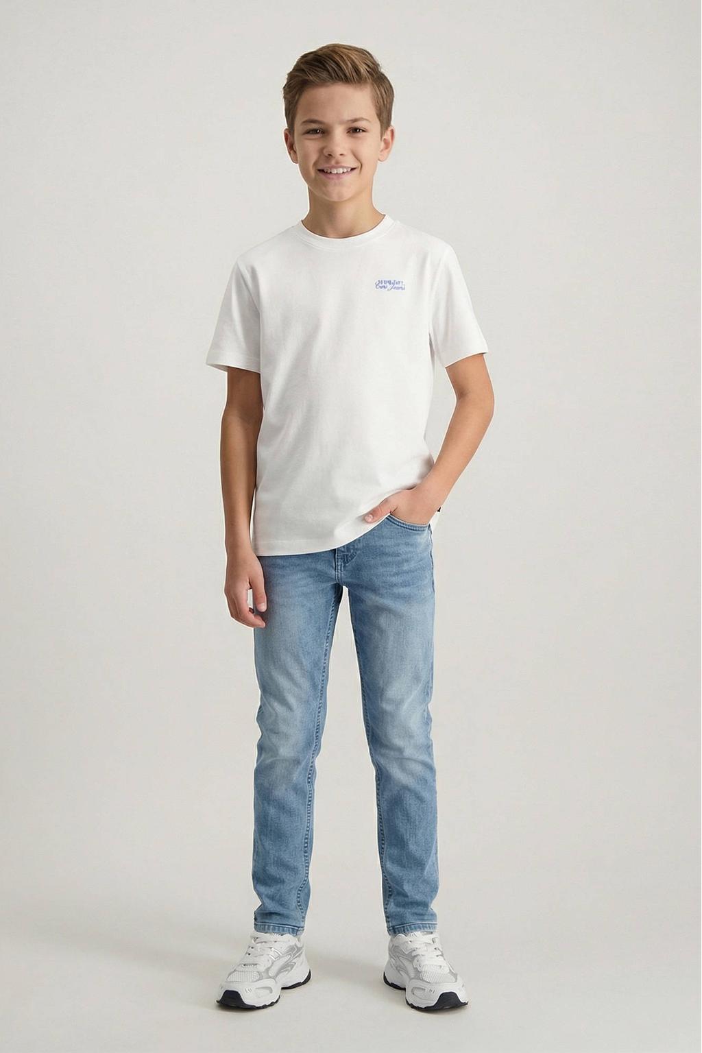 Light blue denim jongens Cars waist regular fit jeans van denim met effen