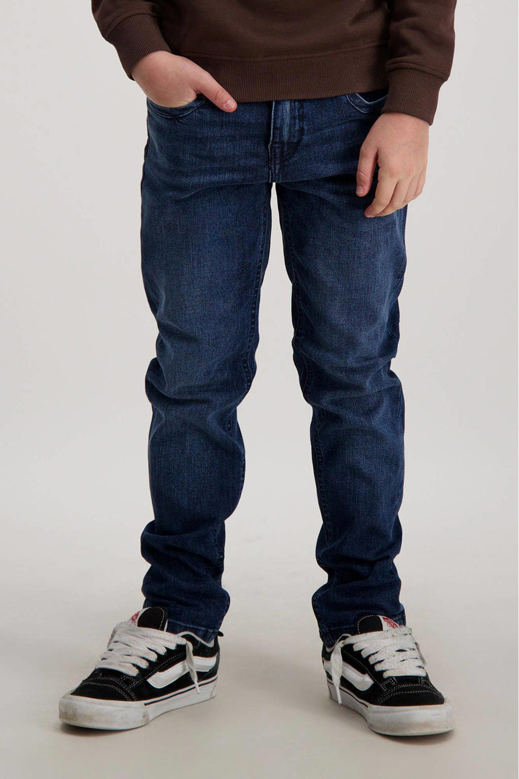 Dark blue denim jongens Cars waist regular fit jeans black van denim met effen