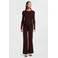 LOVE2WAIT straight high waist zwangerschaps broek donkerrood rib gebreid
