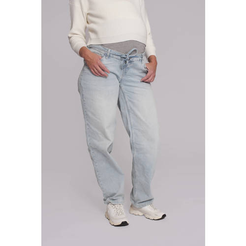 LOVE2WAIT zwangerschapskleding tapered jeans light blue denim afbeelding