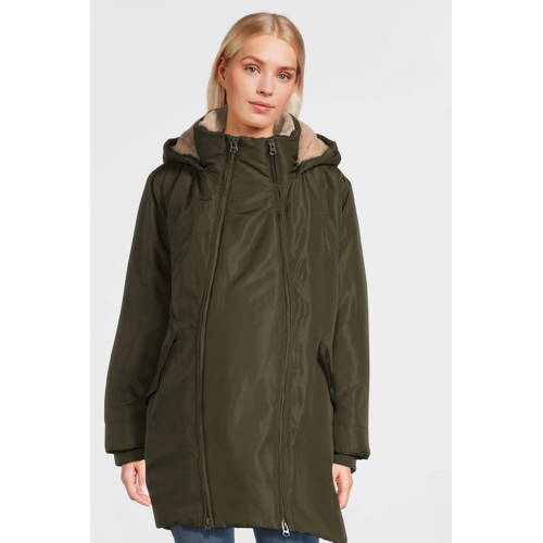 LOVE2WAIT zwangerschaps winterjas Coat Babycarrier 3 in 1 olijfgroen afbeelding