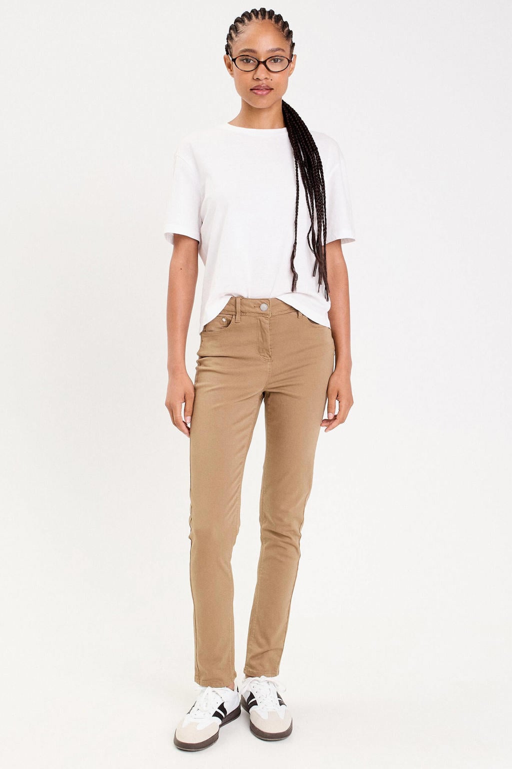 Camelkleurige dames Cache Cache slim fit jeans met regular waist en effen