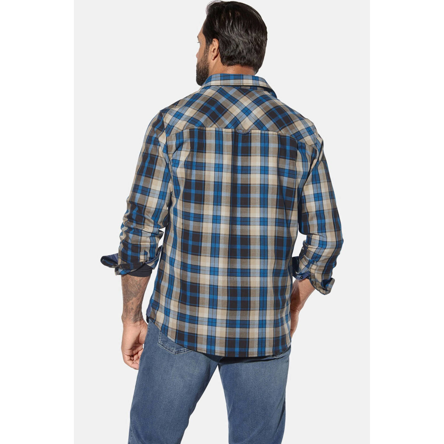 Jan Vanderstorm casual overhemd NORLUND Plus Size bruin