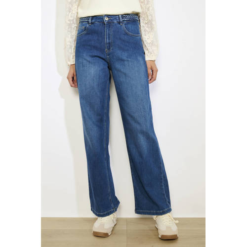 LOLALIZA high waist wide leg jeans medium blue denim afbeelding